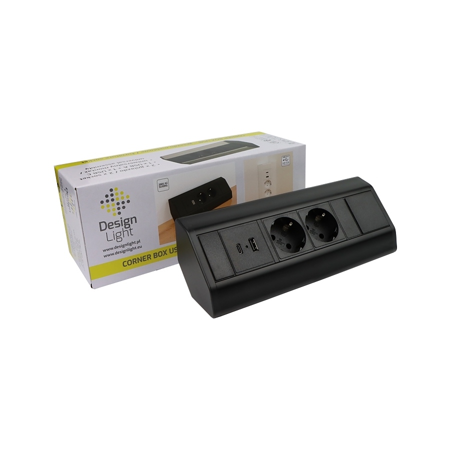 CORNER BOX aglov kontakt +2xUSB cheren 4
