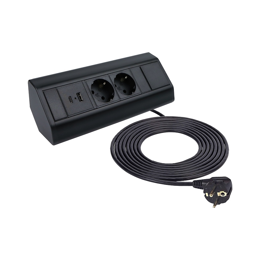 CORNER BOX aglov kontakt +2xUSB cheren 6
