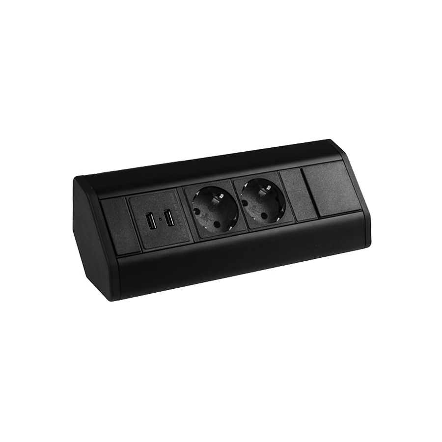 GLAVNA CORNER BOX aglov kontakt +2xUSB cheren