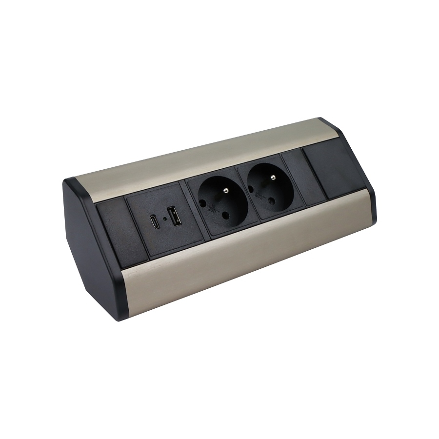 GLAVNA kontakt aglov CORNER BOX +2xUSB, inoks