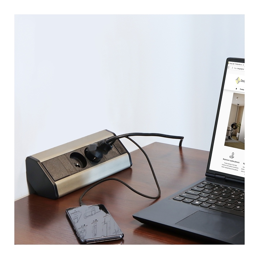kontakt aglov CORNER BOX +2xUSB, inoks 2 – kopie