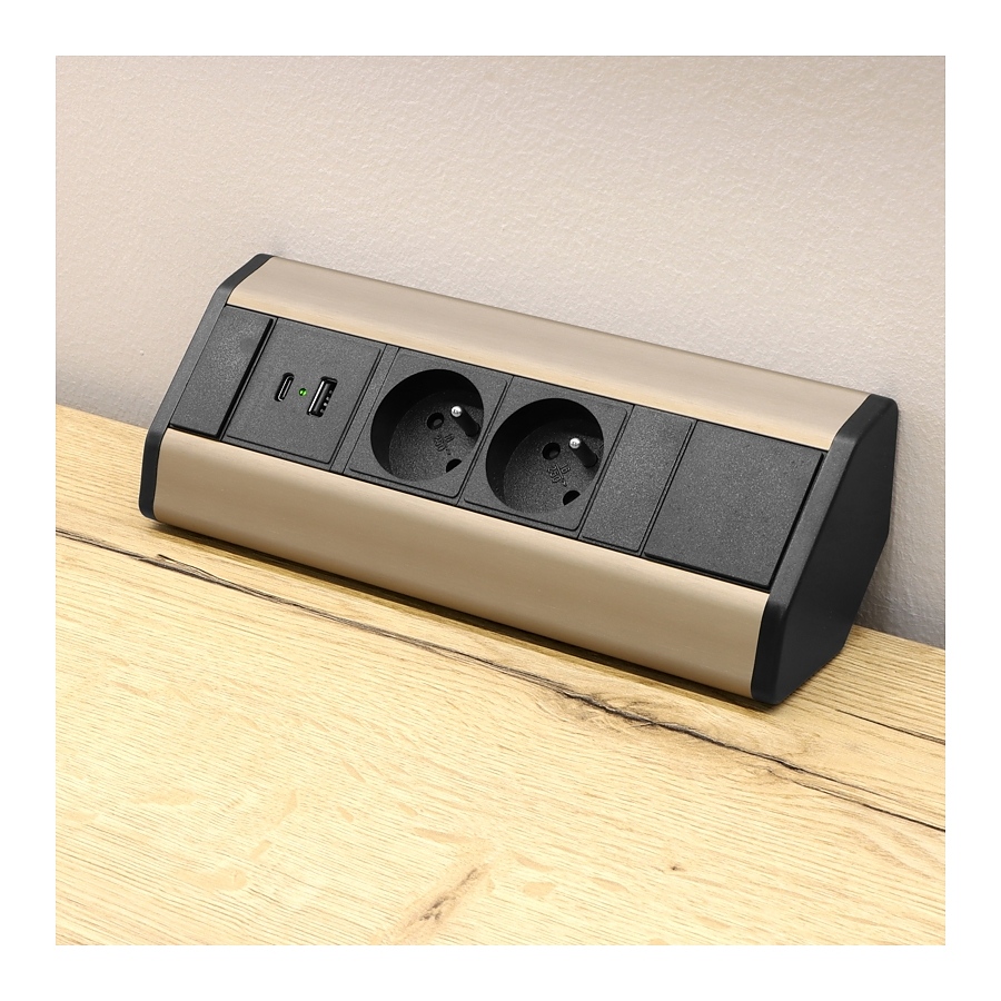 kontakt aglov CORNER BOX +2xUSB, inoks 4