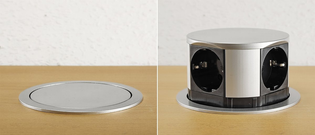 kontakt za vgrazhdane s 3 gnezda model TETRA BOX, 2 USB vhoda, shuko, aluminiy 4
