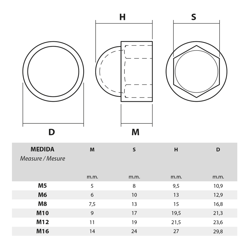 Bolt and nut cups TAPON_2